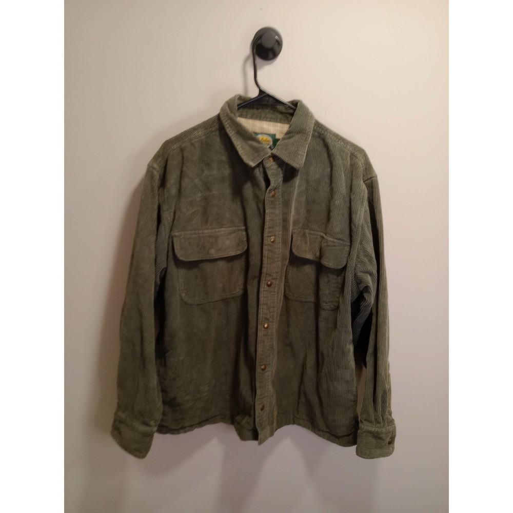 Vintage 90s Cabelas Corduroy Shirt Mens L Green Button Up Hunting Workwear